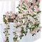 Artificial Cherry Blossom Flower Vine Pink Hanging Cherry Blossom Flower Silk Garland Hanging Vines Faux Flowers for Outdoors Spring Wedding Party Home Table Centerpiece Arrangement Decor